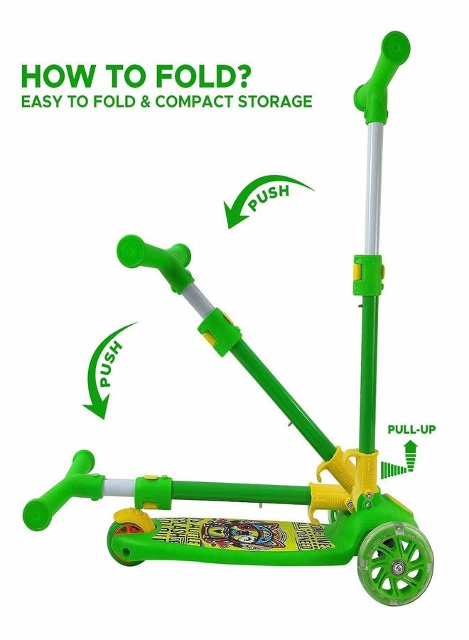 Zyamalox Funlittle Adaptable Kids Kick Scooter: 3 Adjustable Heights, Foldable Design, Stylish PVC Wheels, Rear Brakes, Ages 3+, 40 kg Weight Limit, (Green) - Image 5